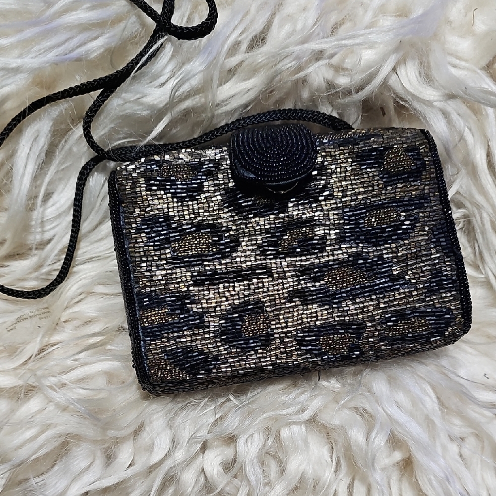 Bechamel Black and Gold Sequin Clutch